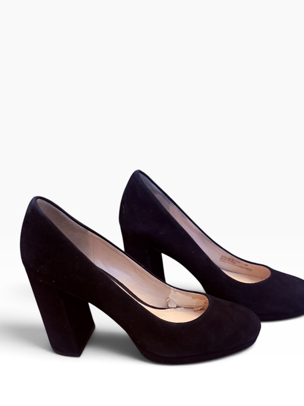 Cole Haan Black Suede Block Heel Platform Pumps Size 8